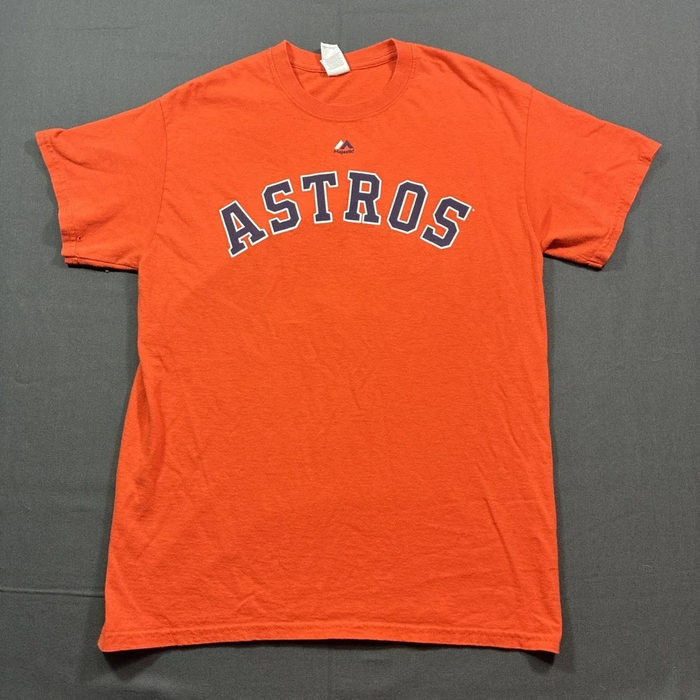 Majestic Houston Astros Justin Verlander #35 T-Shirt Men's Medium Orange MLB